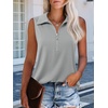 image:imageImily Bela Womens Ribbed Tank Tops Zipper V Neck Polo Shirts  Dressy Casual Blouses Sleeveless Golf Shirts Collared Loose Business Summer Camisole TopsLight Grey