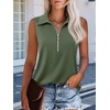 image:imageImily Bela Womens Ribbed Tank Tops Zipper V Neck Polo Shirts  Dressy Casual Blouses Sleeveless Golf Shirts Collared Loose Business Summer Camisole TopsArmy Green