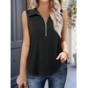 image:imageImily Bela Womens Ribbed Tank Tops Zipper V Neck Polo Shirts  Dressy Casual Blouses Sleeveless Golf Shirts Collared Loose Business Summer Camisole TopsBlack
