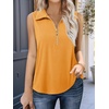 image:imageImily Bela Womens Ribbed Tank Tops Zipper V Neck Polo Shirts  Dressy Casual Blouses Sleeveless Golf Shirts Collared Loose Business Summer Camisole TopsOrange