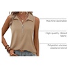 image:imageImily Bela Womens Ribbed Tank Tops Zipper V Neck Polo Shirts  Dressy Casual Blouses Sleeveless Golf Shirts Collared Loose Business Summer Camisole TopsKhaki