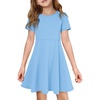 image:imageImily Bela Girls Summer Short Sleeve Dress 514 Years  A Line Swing Basic Skater Twirl Party DressesBlue