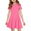 image:imageImily Bela Girls Summer Short Sleeve Dress 514 Years  A Line Swing Basic Skater Twirl Party DressesBright Pink