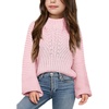 image:imageImily Bela Girls Sweaters Kids Casual Bell Sleeve Knit Pullover Jumper Tops  Mock Neck Balloon Sleeve Fall Winter Knit Sweater 514 YearsPink