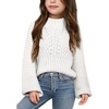 image:imageImily Bela Girls Sweaters Kids Casual Bell Sleeve Knit Pullover Jumper Tops  Mock Neck Balloon Sleeve Fall Winter Knit Sweater 514 YearsWhite