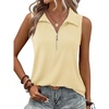 image:imageImily Bela Womens Ribbed Tank Tops Zipper V Neck Polo Shirts  Dressy Casual Blouses Sleeveless Golf Shirts Collared Loose Business Summer Camisole TopsApricot